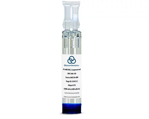 A vial of Ossium Inventa Human Mesenchymal Stem Cells (GMP)